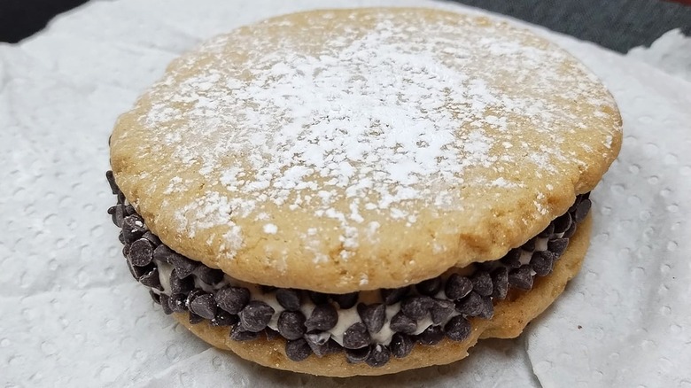 Cannoli-inspired cookie on napkin
