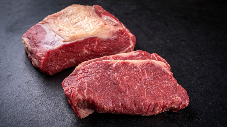 Two cuts of raw beef for roasting