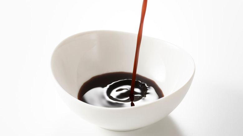 Worcestershire sauce in sauce plate