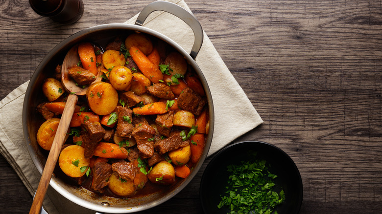 Beef stew in a pot