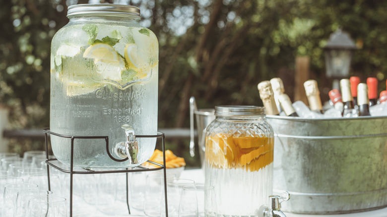A drinks table at a party