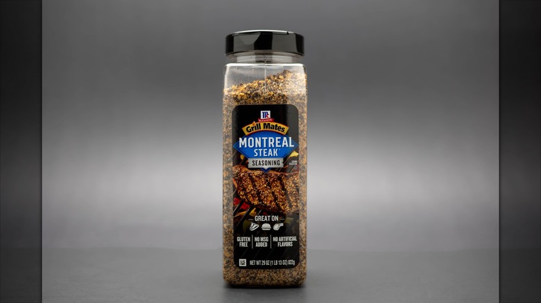A jar of Montreal steak seasoning.