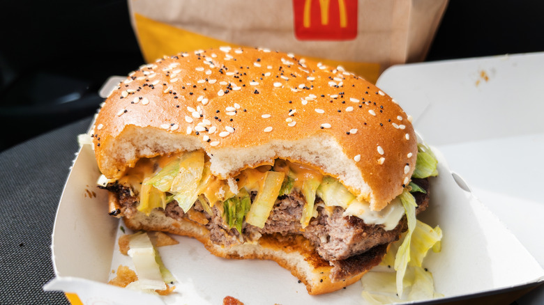 McDonald's burger with bites taken out of it