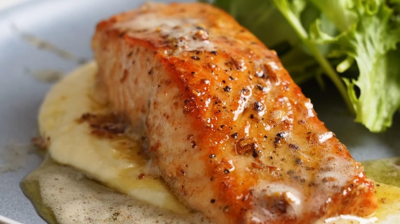 Cowboy butter melted on salmon