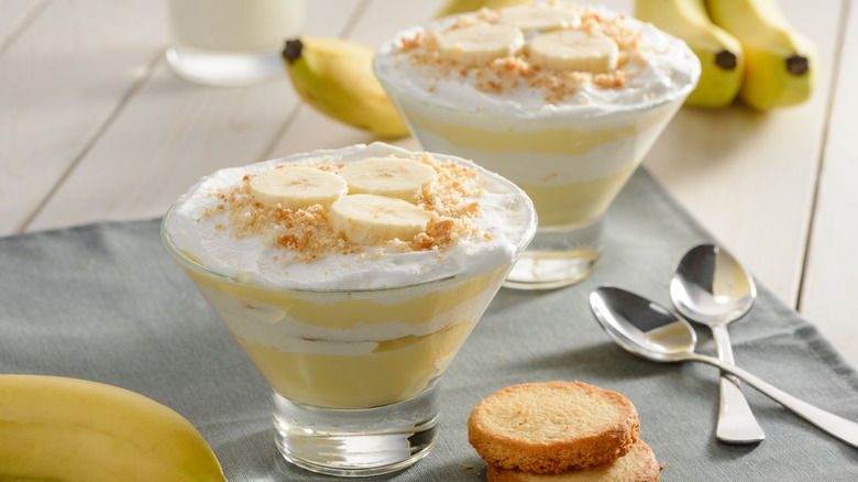 Banana pudding in a glass