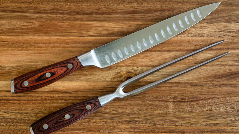 Carving knife and fork.