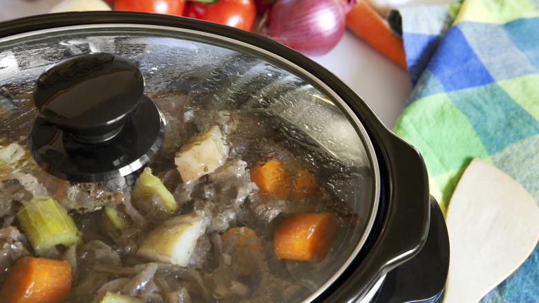 Close-up of slow cooker lid