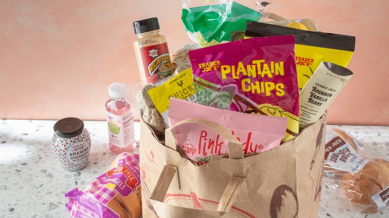 A bag of Trader Joe's products