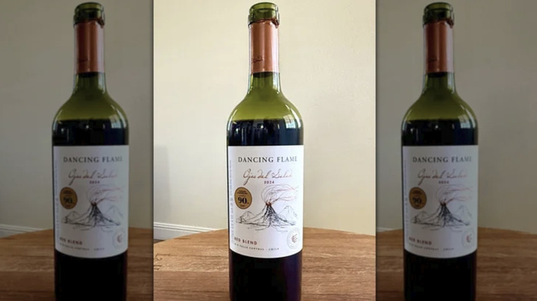 a bottle of dancing flame red blend wine