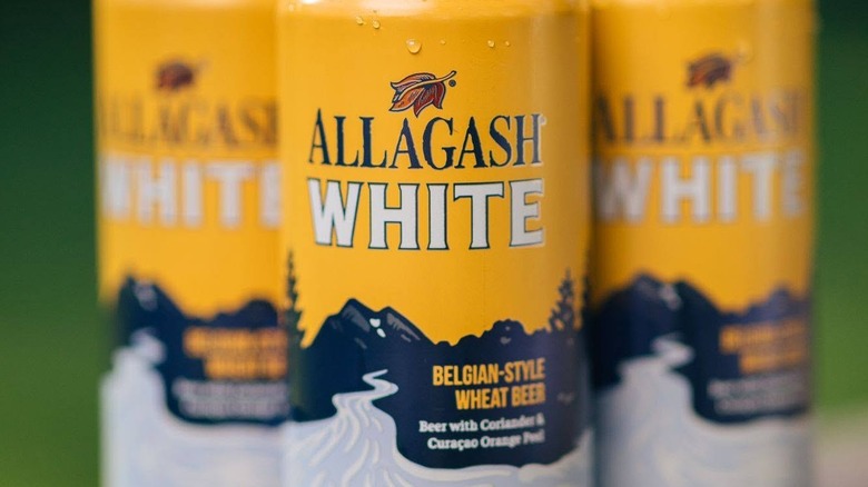 Close-up of three cans of Allagash White Belgian-Style Wheat