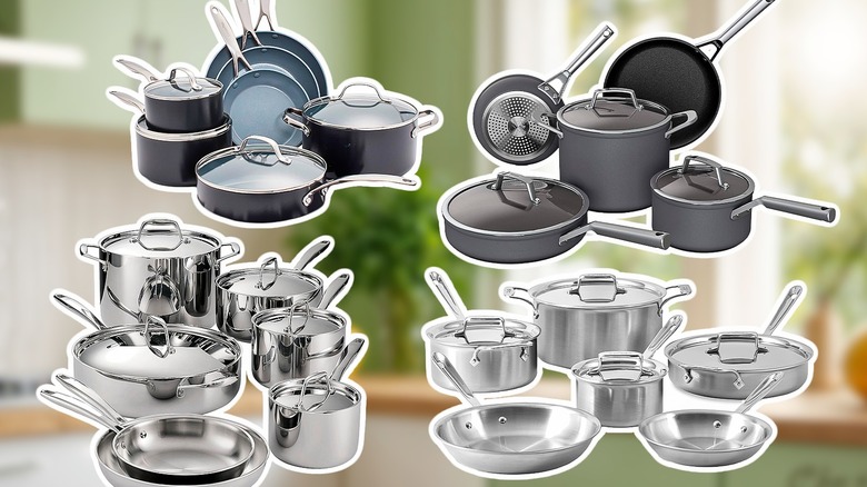 Sets of stainless steel cookware