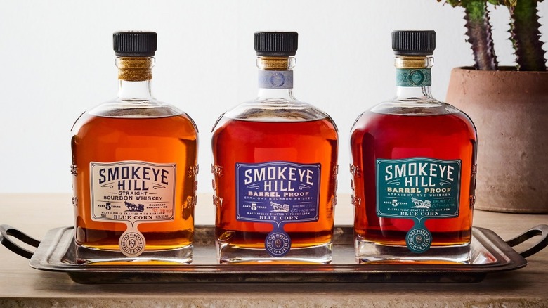 Bottles of Smokeye Hill bourbon on a tray
