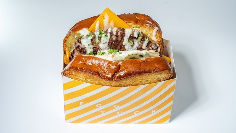 The Royal West sandwich at Egg Tuck in multiple locations