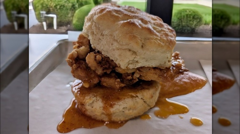 A Hot Honey Biscuit at Rise N' Brine in Lexington