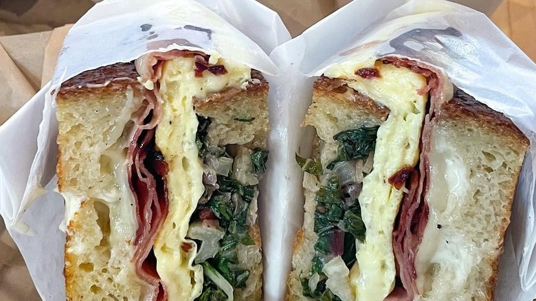An Eggs Benedip sandwich at North End Bakery in Sioux Falls