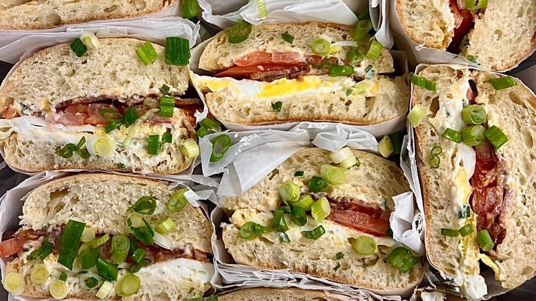 A close-up of several Marigold Breakfast Sandwiches at Marigold Kitchen in Madison