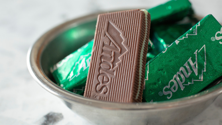 Close up of andes mints
