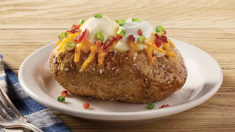 A loaded baked potato from Cracker Barrel