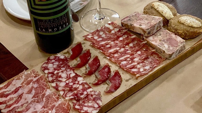 A plate of charcuterie at Chi Spacca