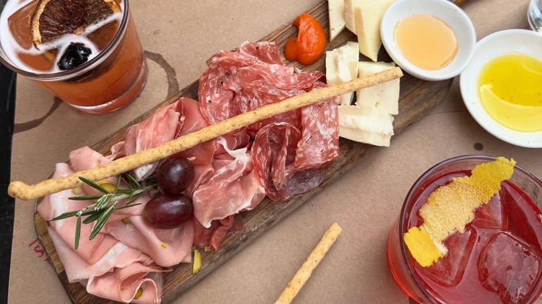 A charcuterie board at Salumeria Rosi