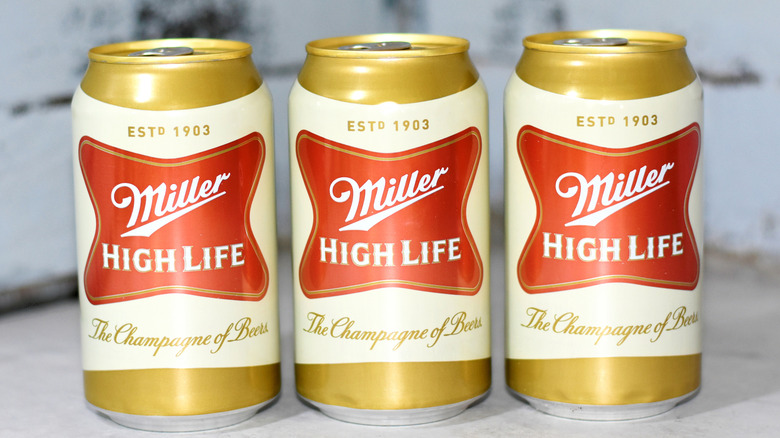 3 cans of Miller High Life in a row