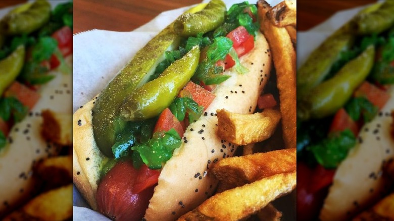 Chicago style hot dog