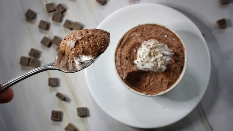 spoonful of chocolate mousse
