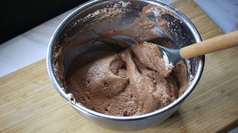 mixing bowl of chocolate mousse