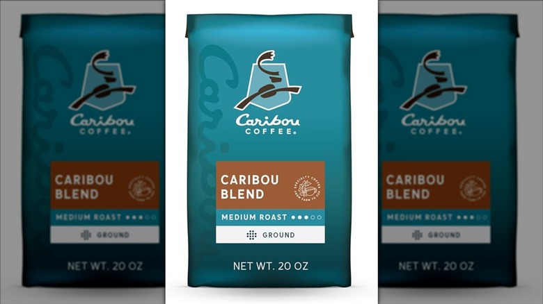 A bag of Caribou Coffee medium roast