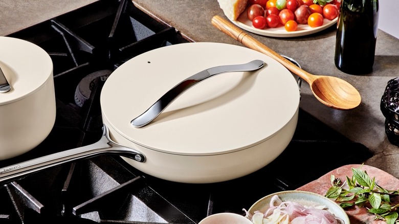 pan on stove with food