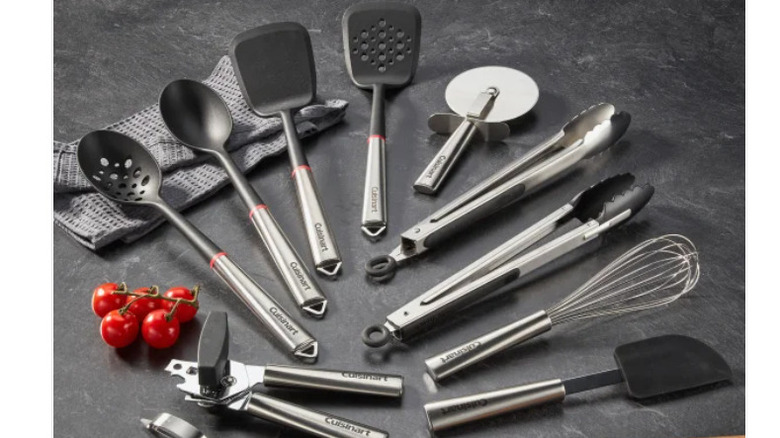 Cuisinart essential tool and gadget set laid out on a table
