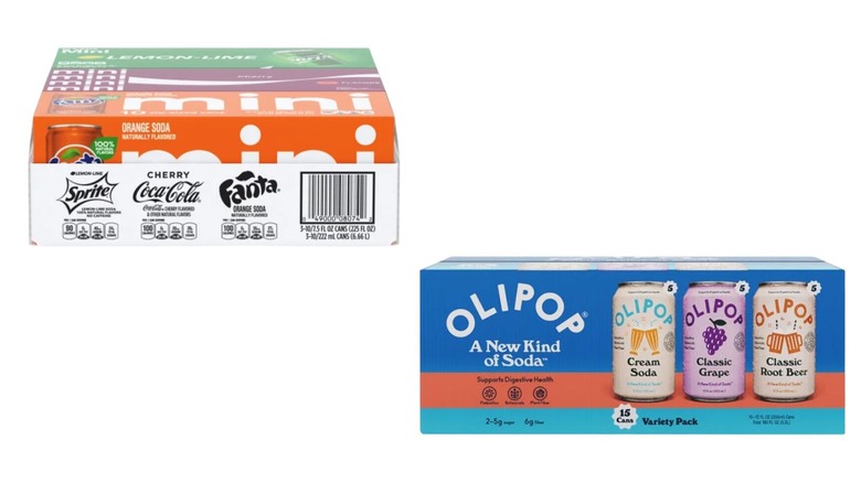 Variety packs of sodas from Costco on a white background