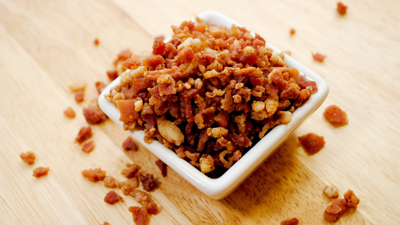 a bowl of bacon bits