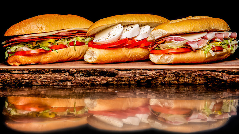 Three Italian-style sandwiches from Eagle Rock Italian Bakery & Deli