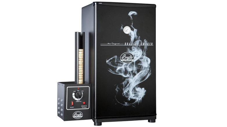 closed smoker with chip loader and controls