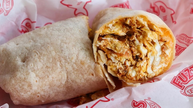 A Chorizo Breakfast Taco at Fuzzy's Taco Shop