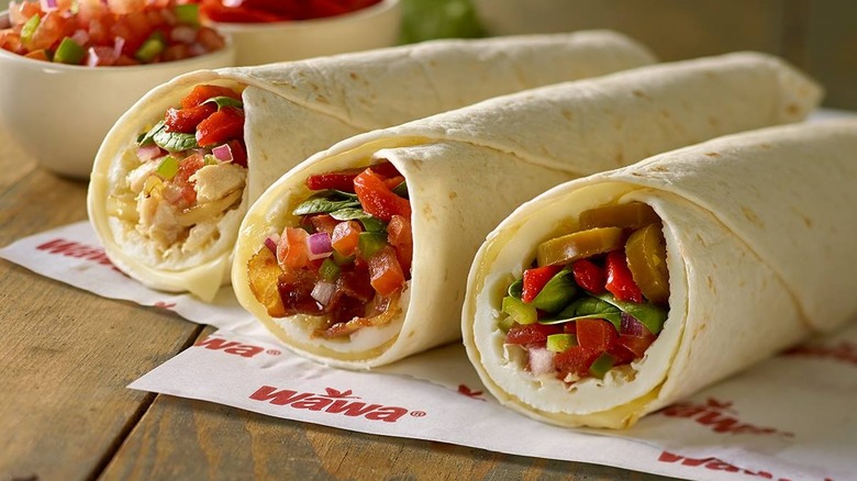 Three breakfast burritos from Wawa