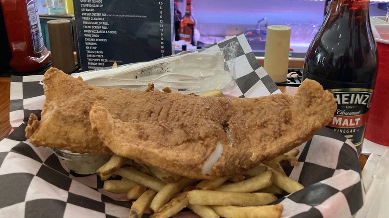 A basket of fish and chips at Bob O'Malley's Whaleback