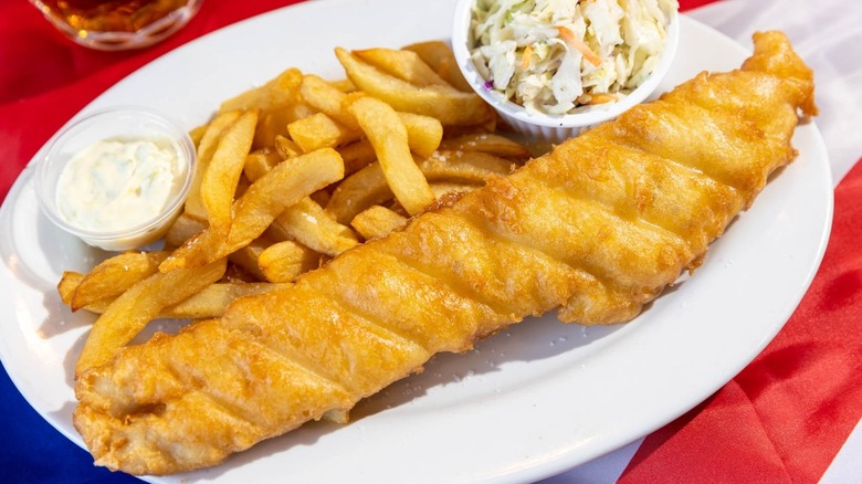A plate of fish and chips at Go Fish!