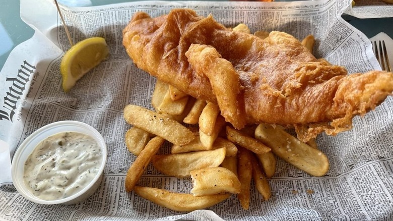 A basket of fish and chips at The Oxbow
