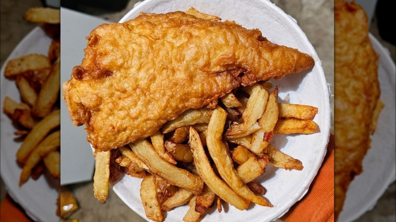 A plate of fish and chips at Ye Olde English Fish & Chips