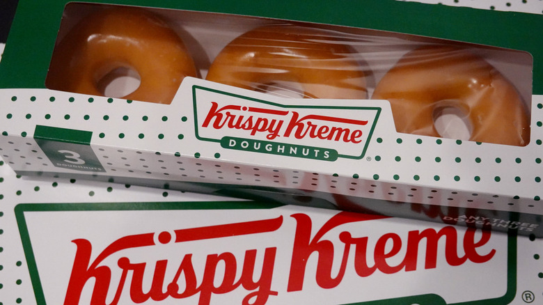 Prepackaged boxes of Krispy Kreme doughnuts.