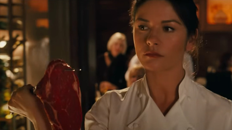 Kate Jones delivering a rare steak in "No Reservations"