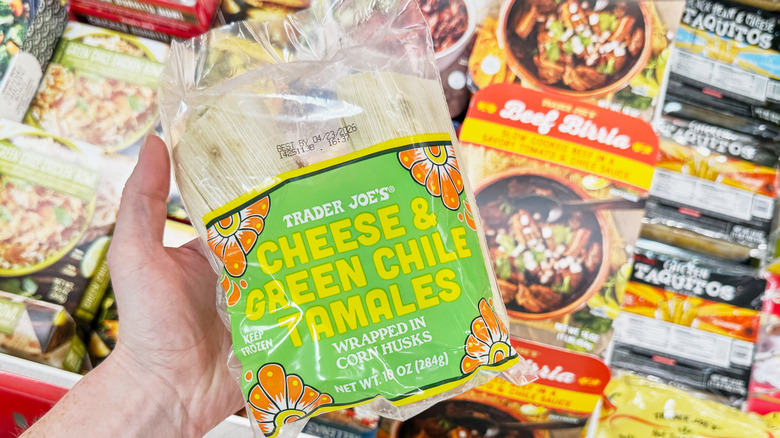 Package of tamales in the grocery store