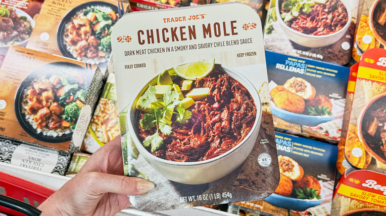 package of chicken mole in a grocery store