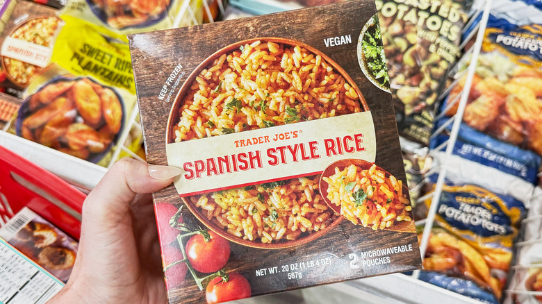 Box of Spanish rice in a grocery store