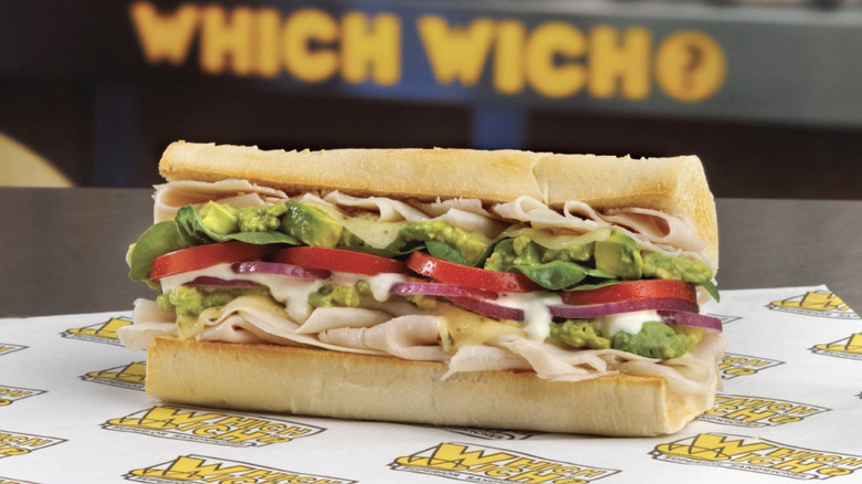 Which Wich sandwich on table