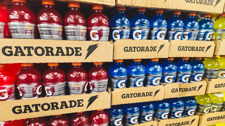 Gatorade bottles on a shelf