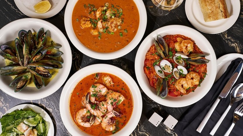A variety of seafood dishes at Naxos Taverna