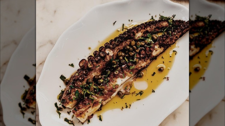 A plate of grilled octopus at Pylos